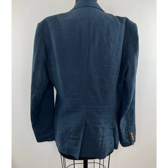 Shades of Grey Blue Two Button Long Sleeve Notched Lapel Linen Blazer Size M - Picture 4 of 10